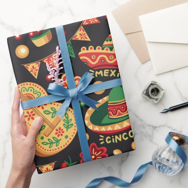 Papier Cadeau Motif Cinco De Mayo Mexicain  (Cadeaux)