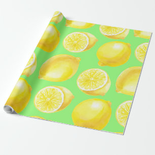 Papier Cadeau Motif citrons aquarelle