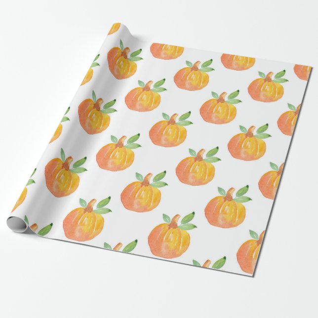 Papier Cadeau Motif Citrouille aquarelle (Déroulé)