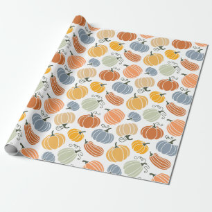 Papier Cadeau Motif Citrouille d'automne coloré