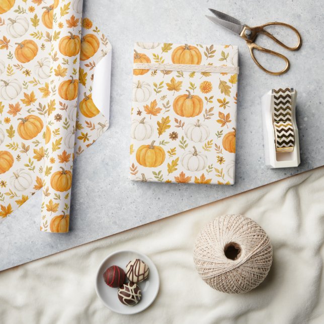 Papier Cadeau Motif Citrouille mignon | Thanksgiving (Artisanat)