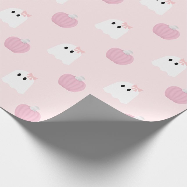 Papier Cadeau Motif Citrouille rose Halloween Ghost Girl (Coin)