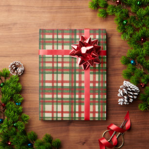 Papier Cadeau Motif classique d'aquarelle rouge vert