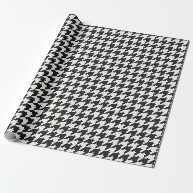 Papier Cadeau Motif classique de pied-de-poule de B&W (Déroulé)