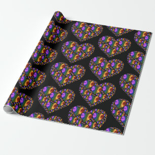 Papier Cadeau motif coeur de design holographique