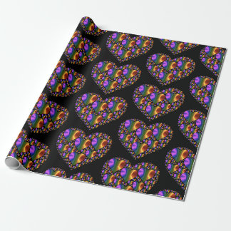 Papier Cadeau motif coeur de design holographique