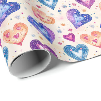 Papier Cadeau motif coeurs