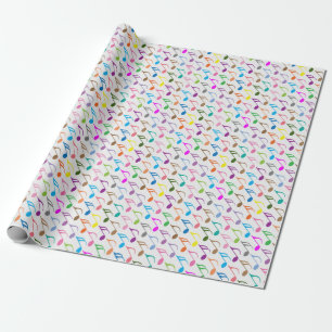Papier Cadeau Motif coloré de notes musicales