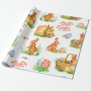 Papier Cadeau Motif coloré sans soudure avec conce de pâques de