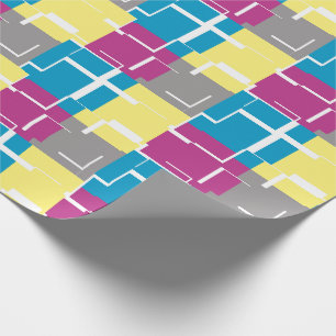 Papier Cadeau Motif cool violet bleu jaune gris
