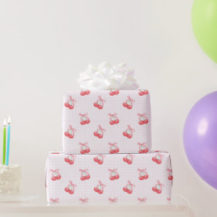 Papier Cadeau Motif Coquette Cherries Bow