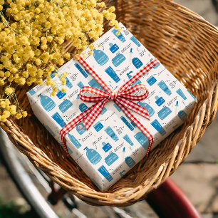 Papier Cadeau Motif cosmétique de soins de peau bleu mignon
