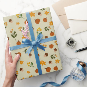Papier Cadeau Motif Cottagecore automnal