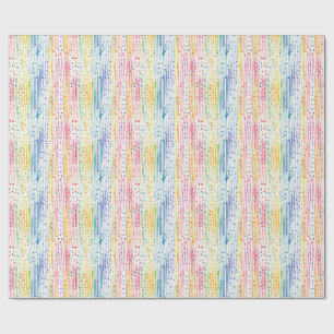 Papier Cadeau Motif couleur aquarelle avec points et rayures