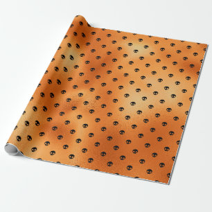 Papier Cadeau Motif crâne noir et cuivre effrayant