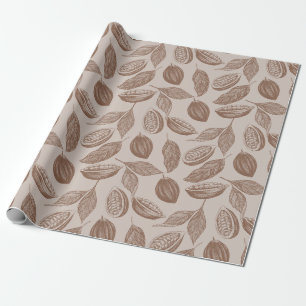 Papier Cadeau motif crayon vintage avec gousses de cacao