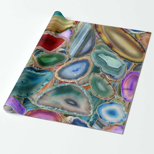 Papier Cadeau Motif cristal Geodes - Multicolor (Déroulé)