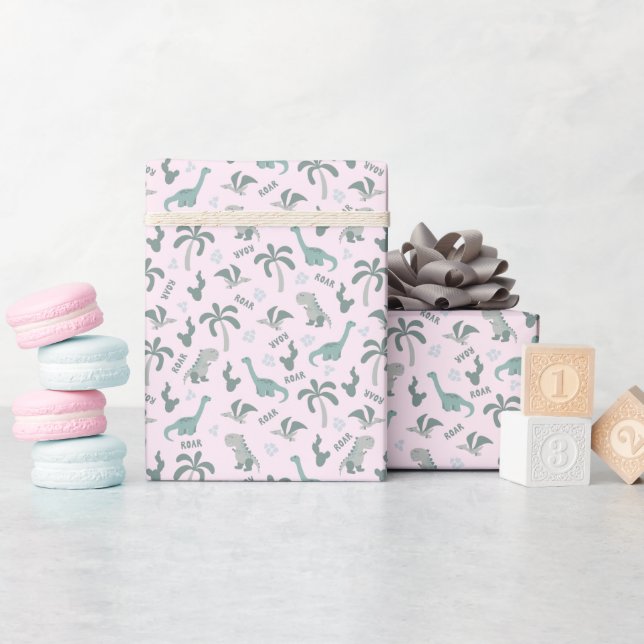 Papier Cadeau Motif Cute Dinosaur (Baby Shower)