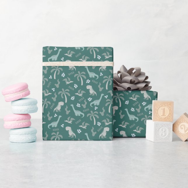 Papier Cadeau Motif Cute Dinosaur (Baby Shower)