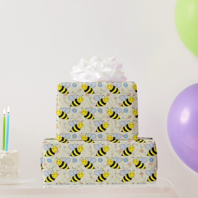 Papier Cadeau Motif d'abeilles mignonne (Cadeaux de fête)