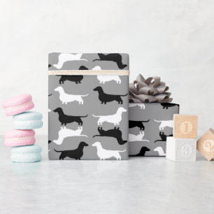 Papier Cadeau Motif Dachshund Silhouettes Chiens Wiener