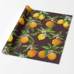 Papier Cadeau Motif d'agrumes sans couture. Odeur vintage dessin