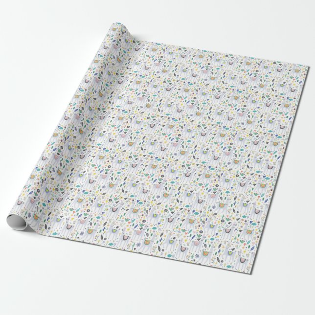 Papier Cadeau Motif d'alpaga de griffonnage (Déroulé)