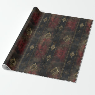 Papier Cadeau Motif Damask Noir Or Persan (4)