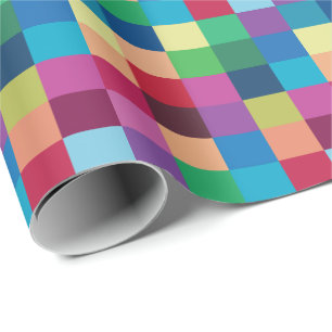 Papier Cadeau Motif damier coloré