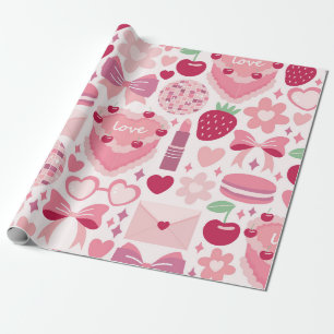 Papier Cadeau Motif d'amour et de douceur
