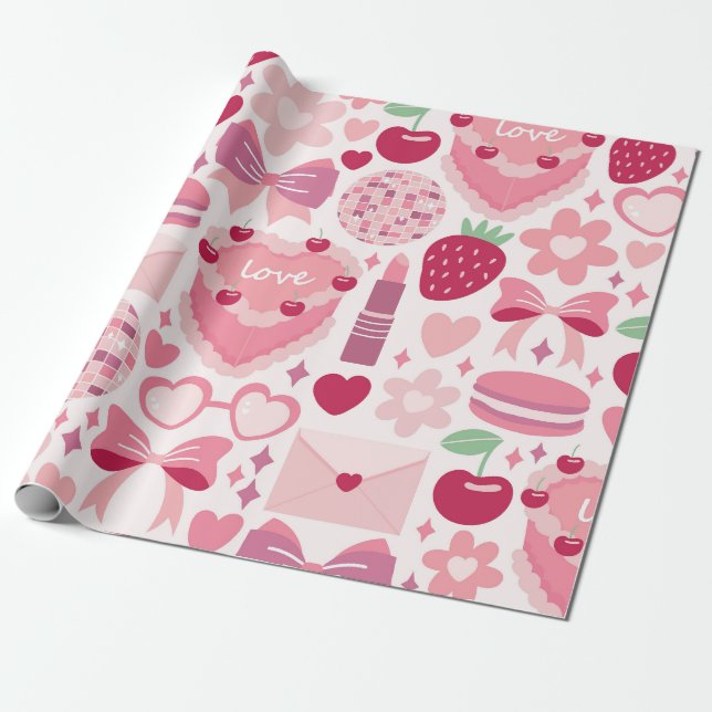 Papier Cadeau Motif d'amour et de douceur (Déroulé)