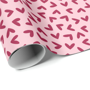 Papier Cadeau Motif d'amour rose et rouge