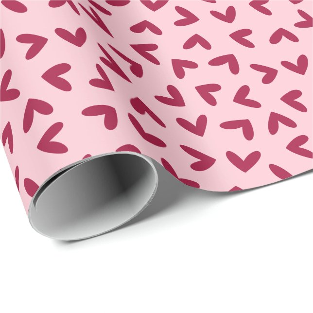 Papier Cadeau Motif d'amour rose et rouge (Coin rond)