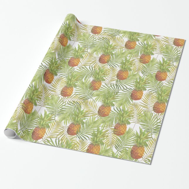 Papier Cadeau Motif d'ananas d'aquarelle (Déroulé)