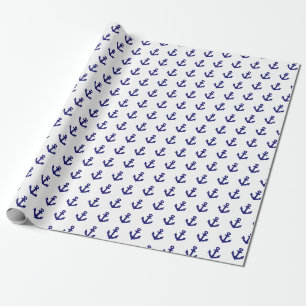 Papier Cadeau Motif d'ancrages bleu et blanc marine marine