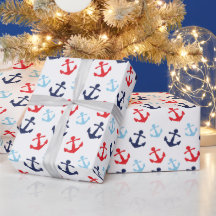 Motif d'Ancres nautiques rouges et bleues