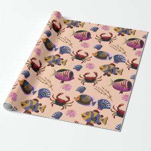 Papier Cadeau Motif d'animaux aquatiques   vie sous-marine 10