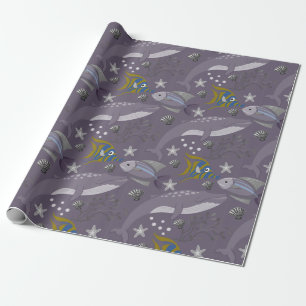 Papier Cadeau Motif d'animaux aquatiques   vie sous-marine océan