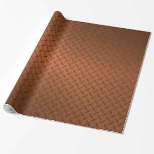 Papier Cadeau Motif d'apparence en cuivre Diamondplate
