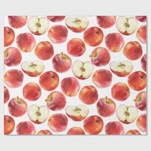 Papier Cadeau Motif d'aquarelle avec les pommes rouges