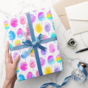 Papier Cadeau Motif d'aquarelle couleur Coton Candy