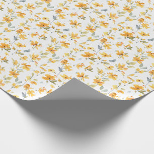 Papier Cadeau Motif d'aquarelle de fleurs jaunes