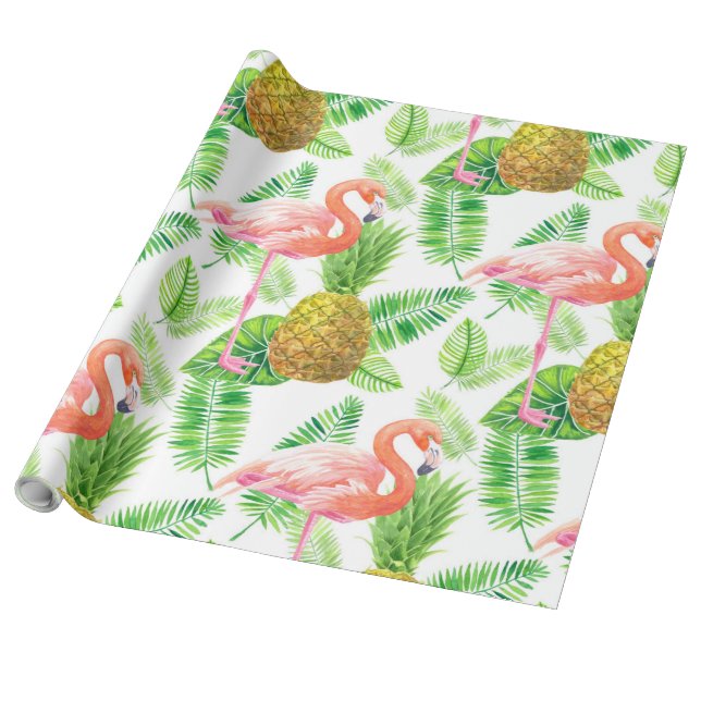 Papier Cadeau Motif d'aquarelle de jardin tropical (Déroulé)