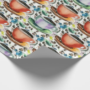Papier Cadeau Motif d'aquarelle de tasses à café