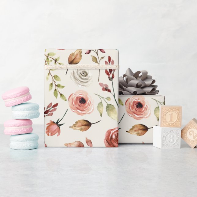 Papier Cadeau Motif d'aquarelle en terre cuite (Baby Shower)