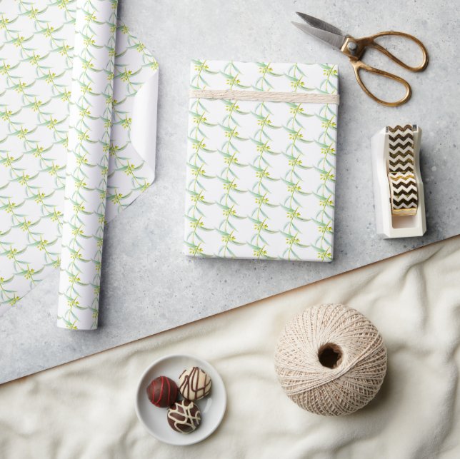 Papier Cadeau Motif d'aquarelle feuille de l'eucalyptus (Artisanat)