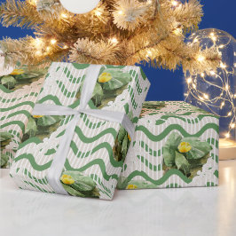 Papier Cadeau motif d'aquarelle jaune Lys d'eau