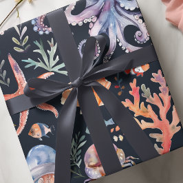Papier Cadeau Motif d'aquarelle nautique : Coral Reef Delties