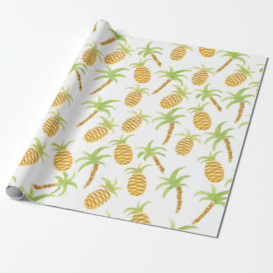 Papier Cadeau Motif d'aquarelle transparente avec ananas et pa