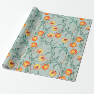 Papier Cadeau Motif d'aquarelle transparente avec pêches et bran